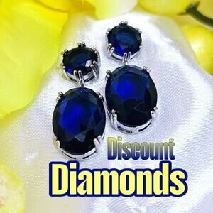 Natural Blue Topaz Drop Dangle Earrings 925 Sterling Silver